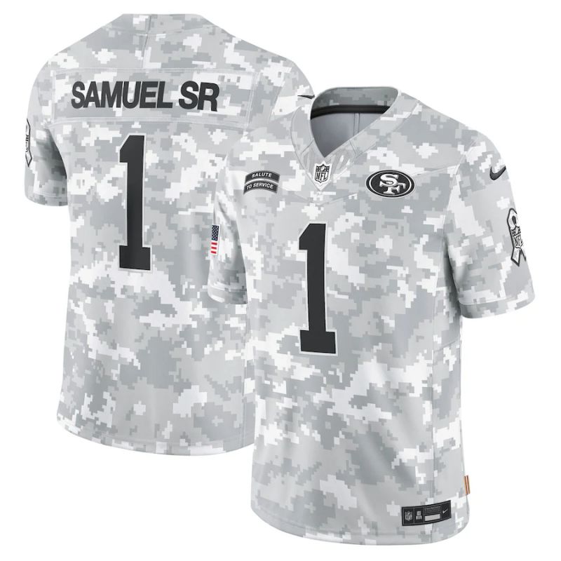 Men San Francisco 49ers #1 Samurl sr Nike Arctic Camo 2024 Salute to Service Limited NFL Jersey->carolina panthers->NFL Jersey